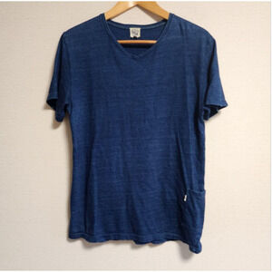 orSlow Indigo V-Neck T-Shirt - Short Sleeve - Size 2 - 100% Cotton - Made in Jap